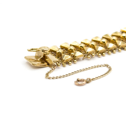 Mid-Century Geometric Bow Tie Link Bracelet in  Yellow Gold