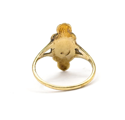 Art Nouveau Baroque Pearl Ring in 14K Yellow Gold