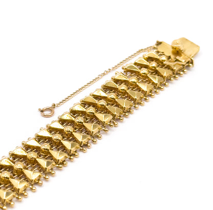 Mid-Century Geometric Bow Tie Link Bracelet in  Yellow Gold