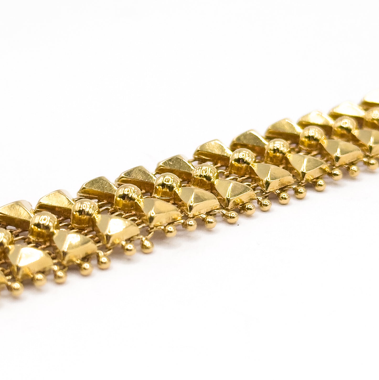 Mid-Century Geometric Bow Tie Link Bracelet in  Yellow Gold