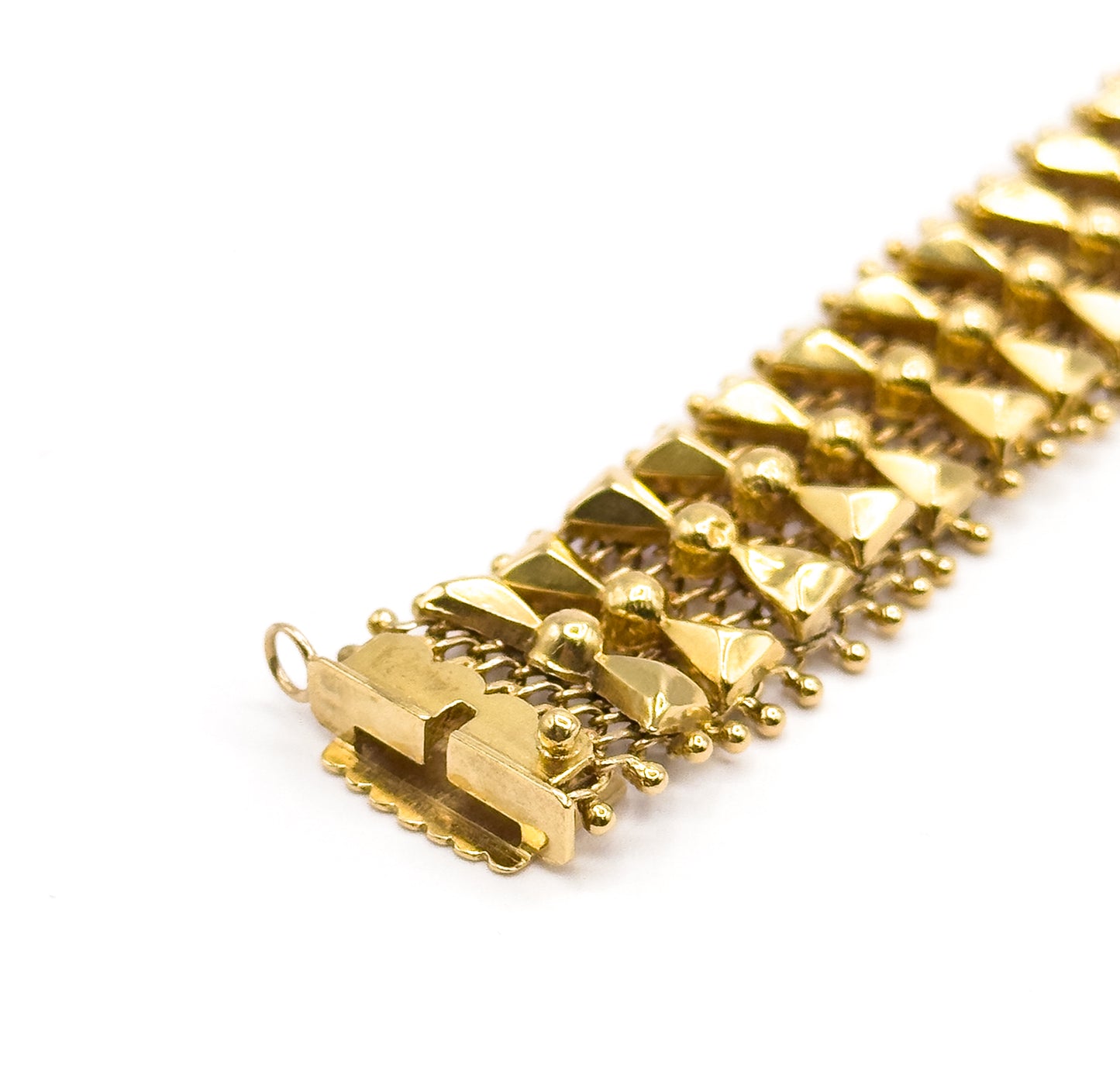 Mid-Century Geometric Bow Tie Link Bracelet in  Yellow Gold