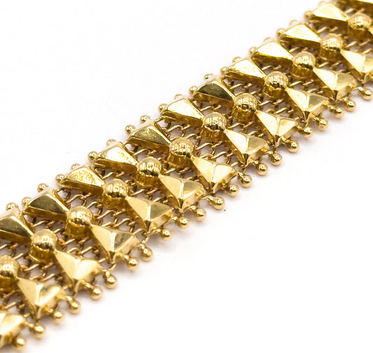 Mid-Century Geometric Bow Tie Link Bracelet in  Yellow Gold