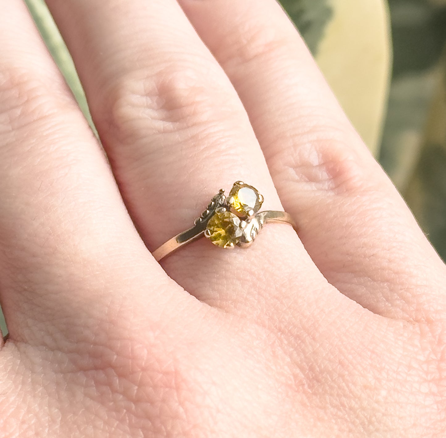 Vintage Toi et Moi Yellow Sapphire Ring in 10K Gold