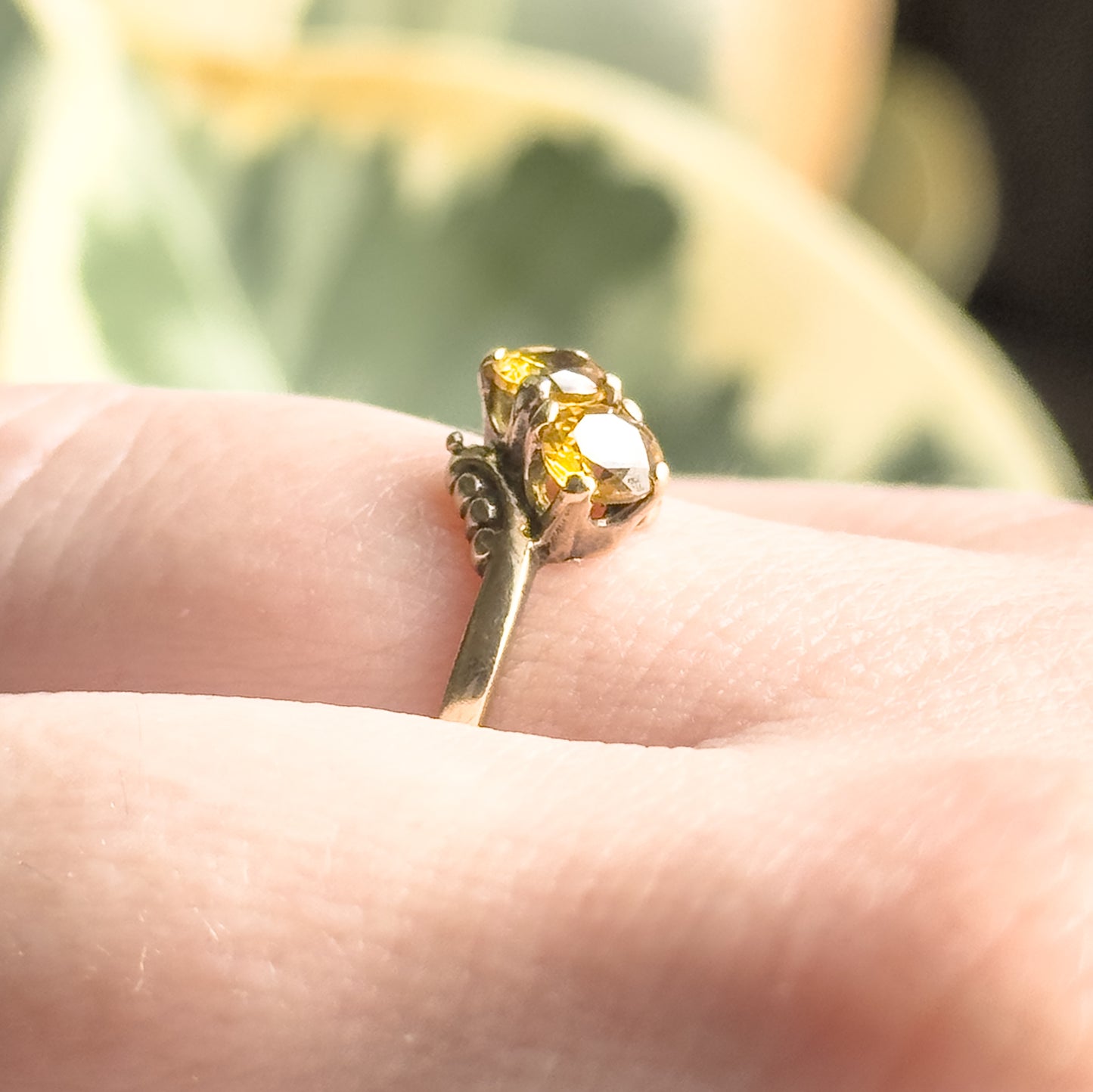 Vintage Toi et Moi Yellow Sapphire Ring in 10K Gold