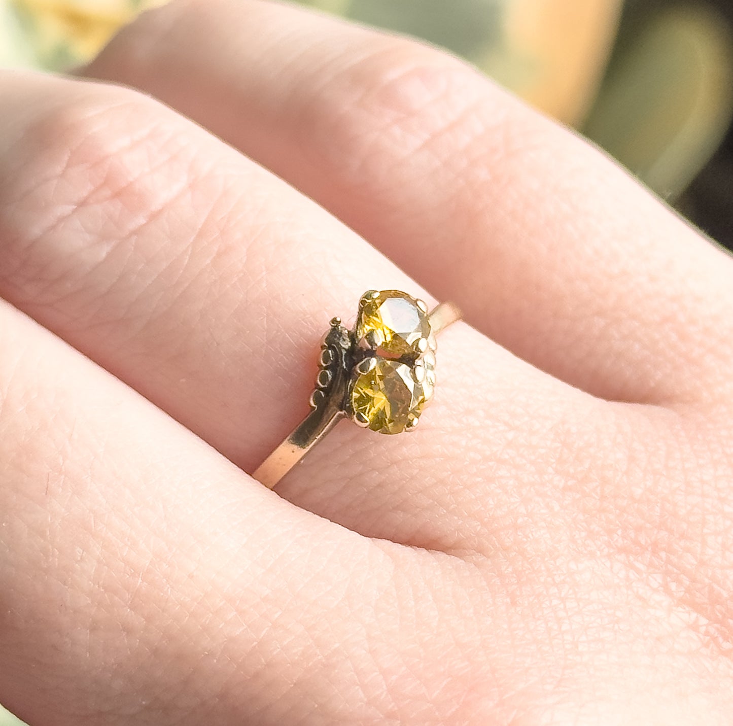 Vintage Toi et Moi Yellow Sapphire Ring in 10K Gold