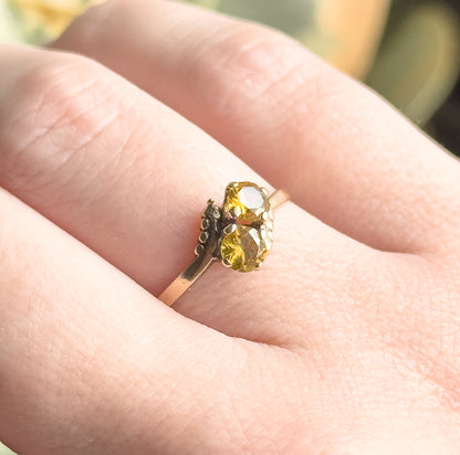 Vintage Toi et Moi Yellow Sapphire Ring in 10K Gold