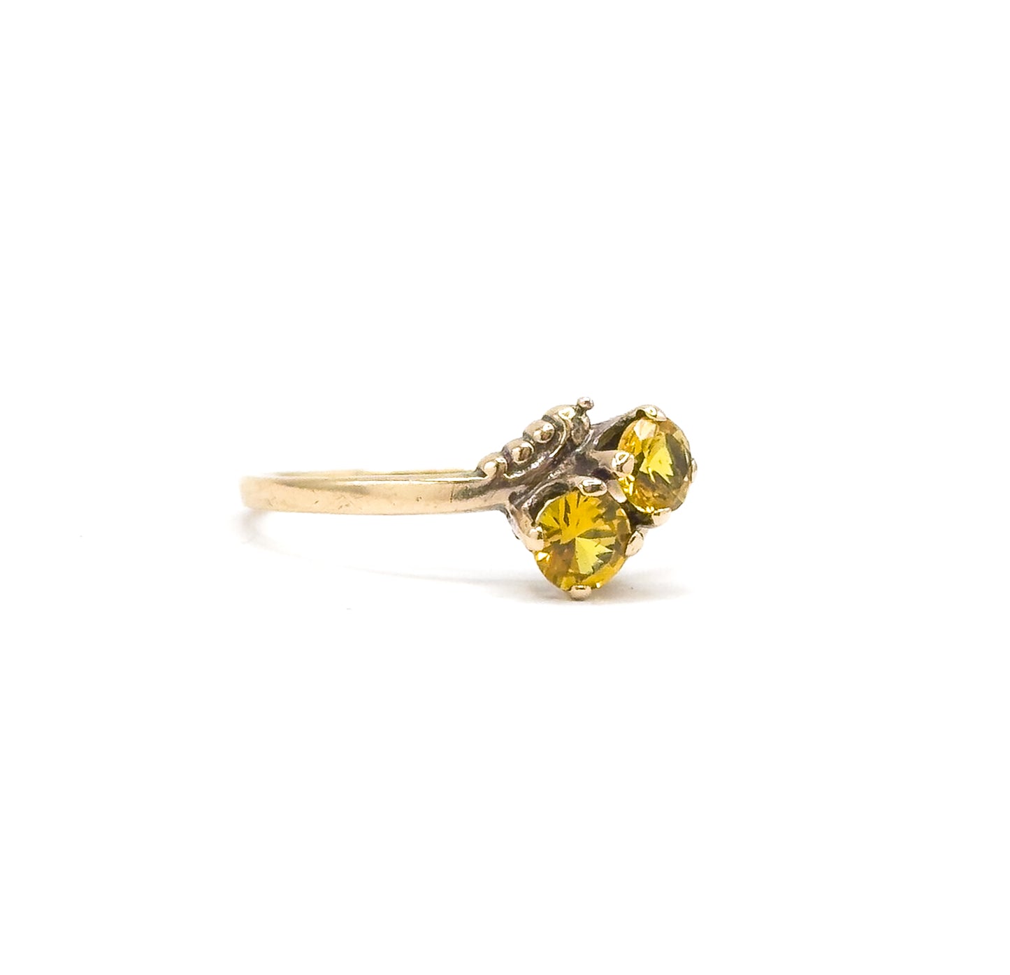 Vintage Toi et Moi Yellow Sapphire Ring in 10K Gold