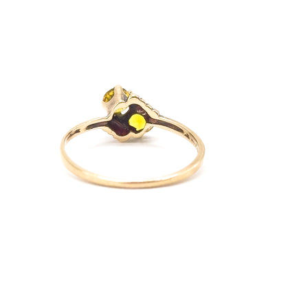 Vintage Toi et Moi Yellow Sapphire Ring in 10K Gold