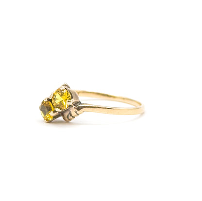 Vintage Toi et Moi Yellow Sapphire Ring in 10K Gold
