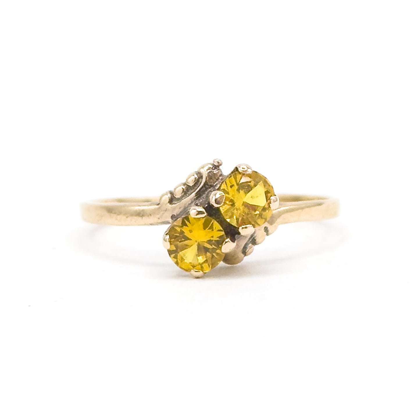 Vintage Toi et Moi Yellow Sapphire Ring in 10K Gold