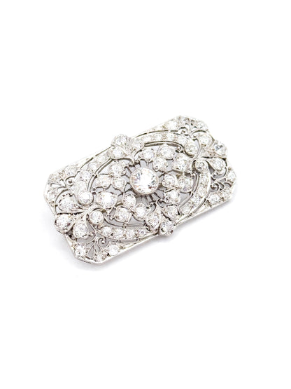 Edwardian Old European Cut Diamond Brooch in Platinum