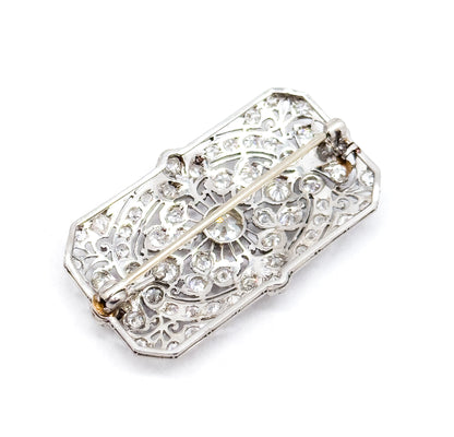 Edwardian Old European Cut Diamond Brooch in Platinum