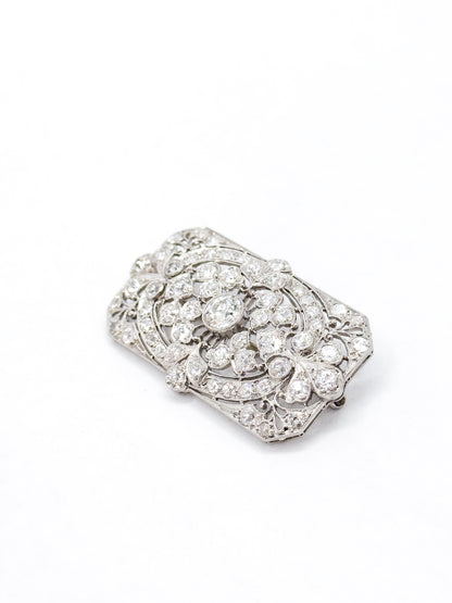 Edwardian Old European Cut Diamond Brooch in Platinum
