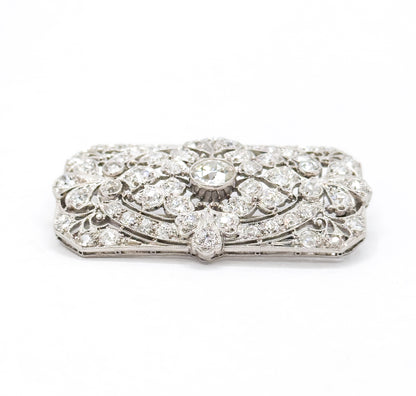 Edwardian Old European Cut Diamond Brooch in Platinum