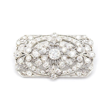 Edwardian Old European Cut Diamond Brooch in Platinum