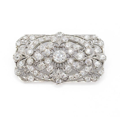 Edwardian Old European Cut Diamond Brooch in Platinum
