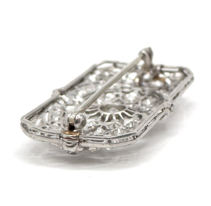 Edwardian Old European Cut Diamond Brooch in Platinum