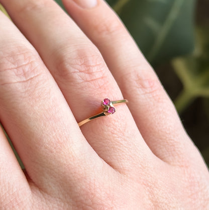 Vintage Toi et Moi Ring with Pink Sapphires in 10K Gold
