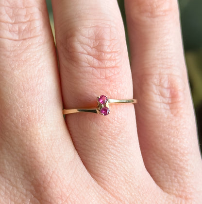 Vintage Toi et Moi Ring with Pink Sapphires in 10K Gold