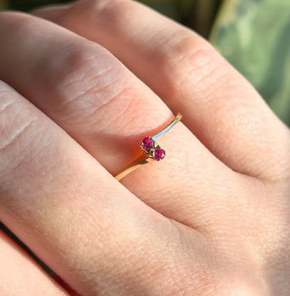 Vintage Toi et Moi Ring with Pink Sapphires in 10K Gold