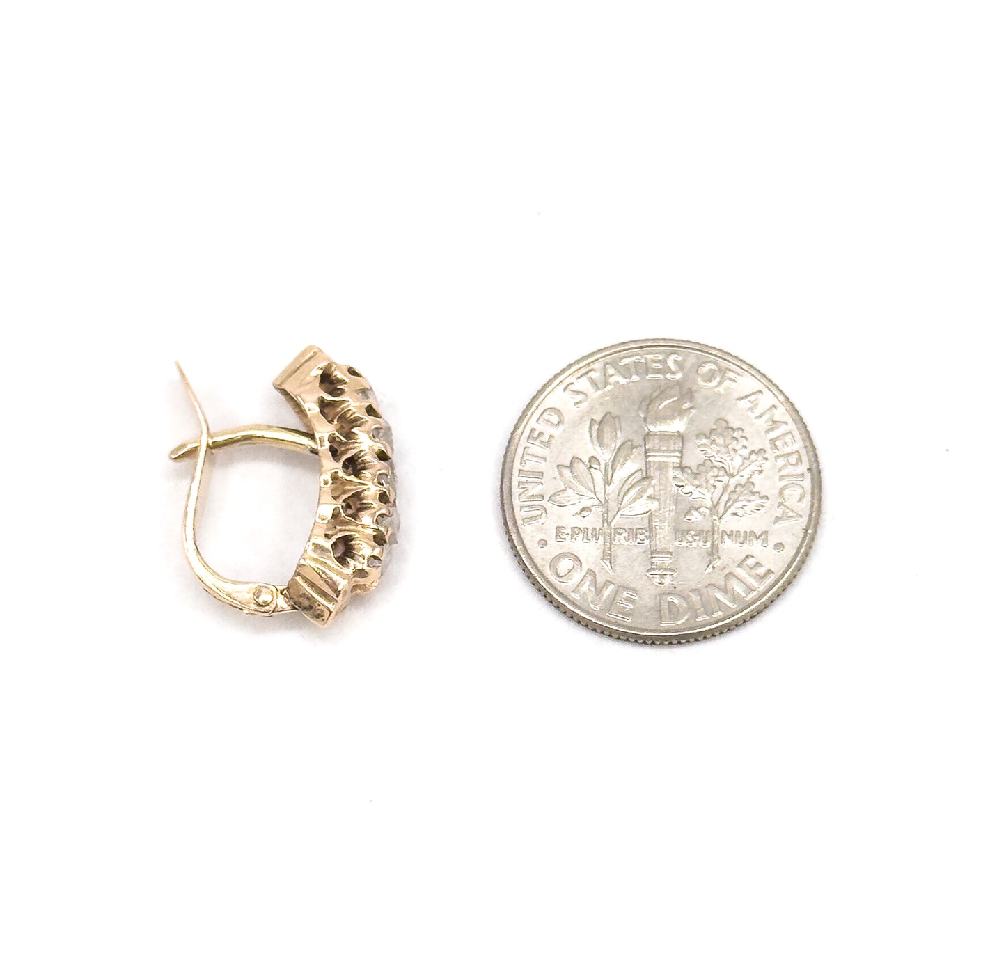 Vintage Rough Cut Raw Diamond Lever back Earrings in 10K Gold