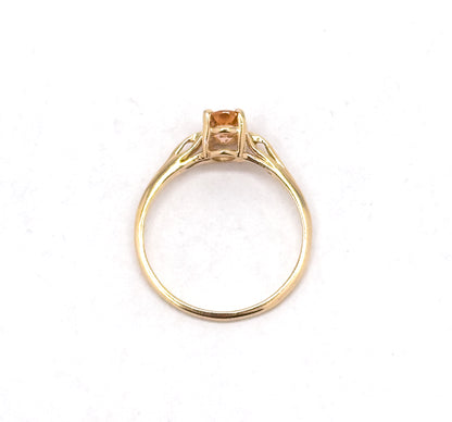 Vintage Peach Topaz Solitaire Ring in 14K Yellow Gold