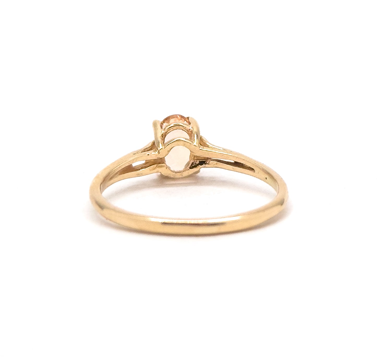 Vintage Peach Topaz Solitaire Ring in 14K Yellow Gold