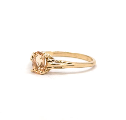 Vintage Peach Topaz Solitaire Ring in 14K Yellow Gold