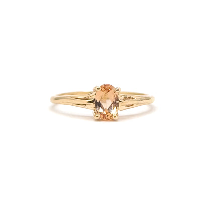 Vintage Peach Topaz Solitaire Ring in 14K Yellow Gold