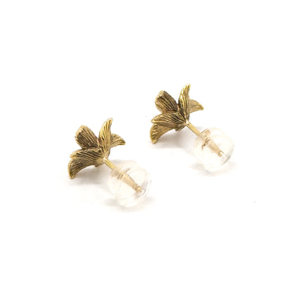 Vintage Diamond Trillium Flower Earrings in 14K Gold