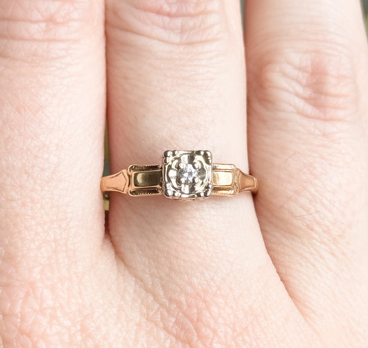 Vintage Otsby Barton Engagement Ring in Two Tone Gold