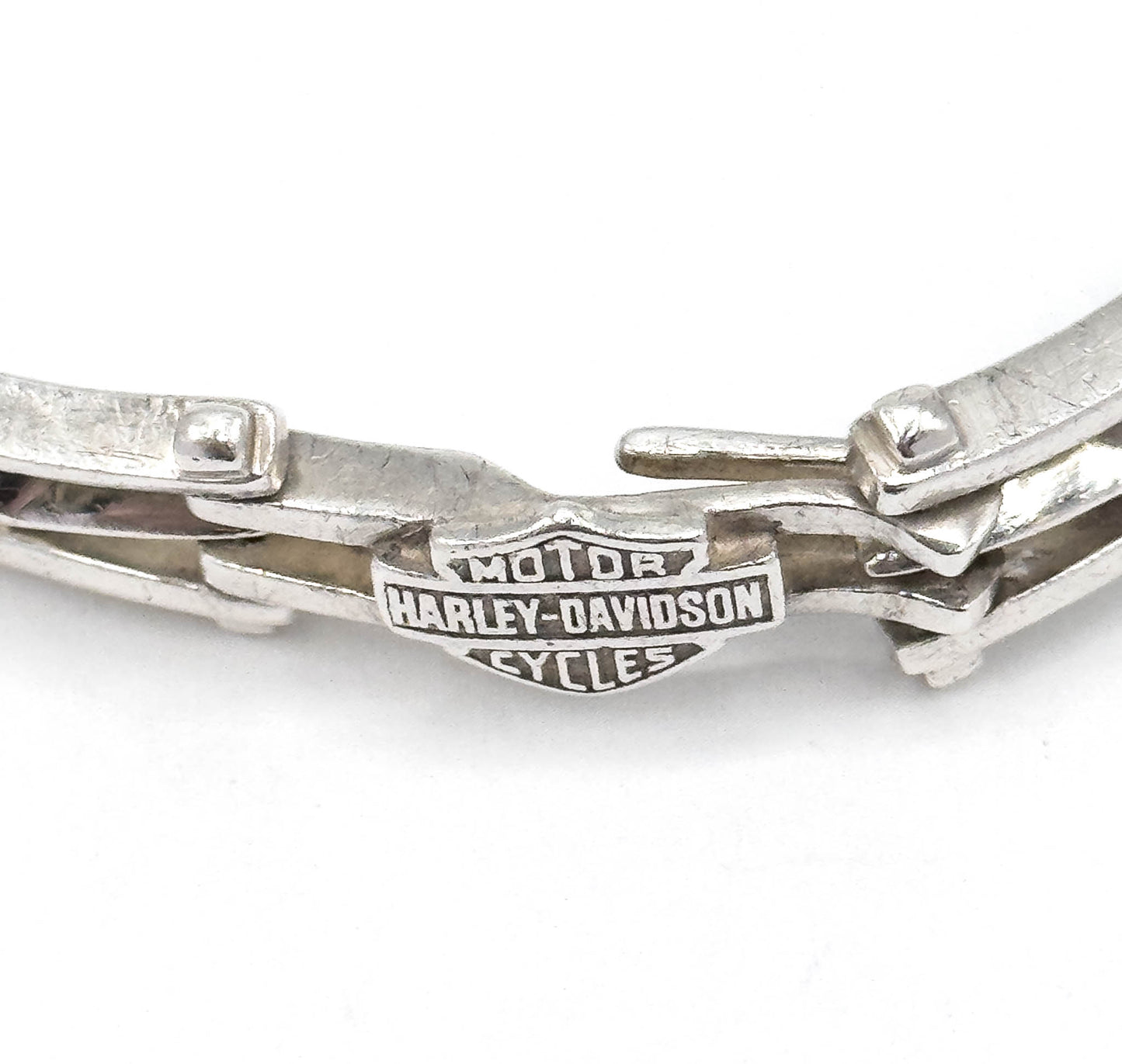 Rugged Vintage Harley-Davidson Gate Link Bracelet in Silver