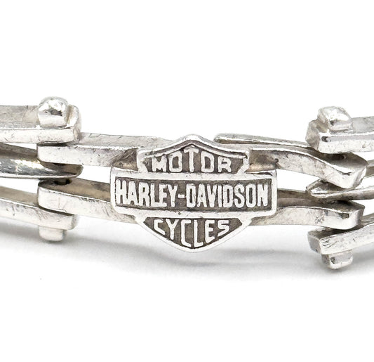 Rugged Vintage Harley-Davidson Gate Link Bracelet in Silver