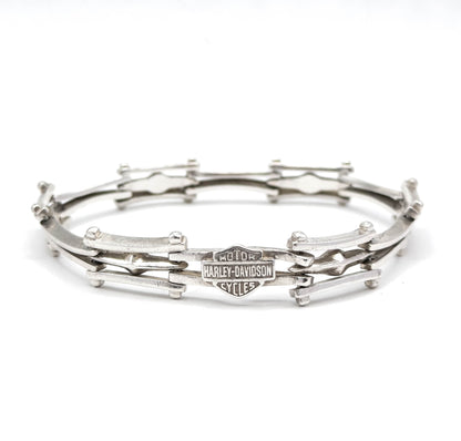 Rugged Vintage Harley-Davidson Gate Link Bracelet in Silver