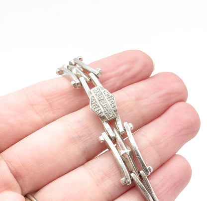 Rugged Vintage Harley-Davidson Gate Link Bracelet in Silver