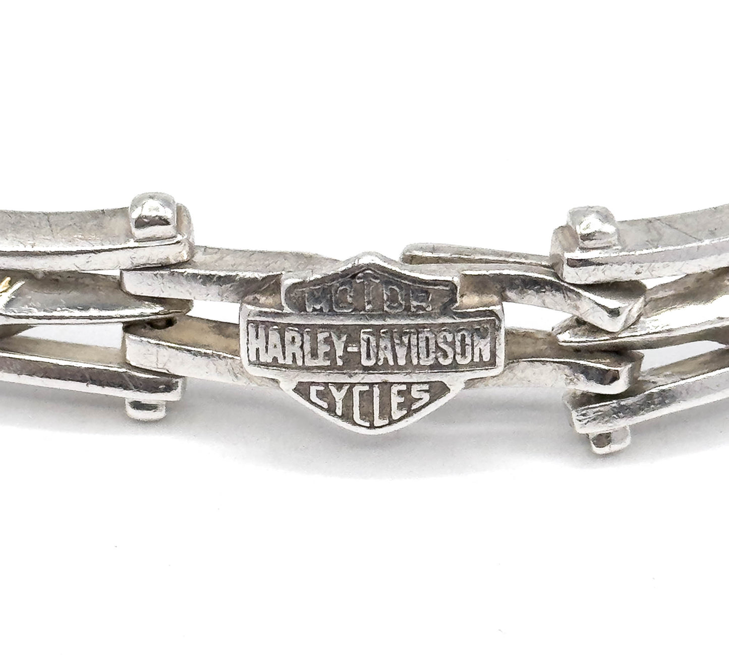 Rugged Vintage Harley-Davidson Gate Link Bracelet in Silver