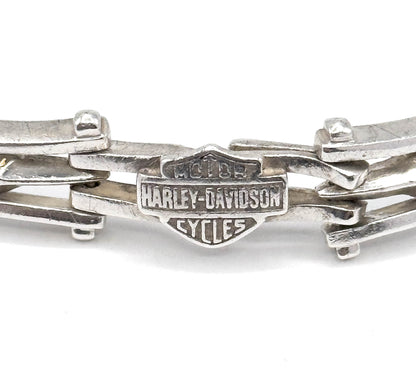 Rugged Vintage Harley-Davidson Gate Link Bracelet in Silver