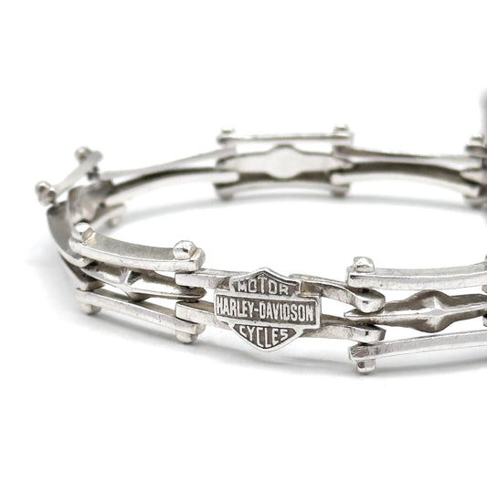 Rugged Vintage Harley-Davidson Gate Link Bracelet in Silver