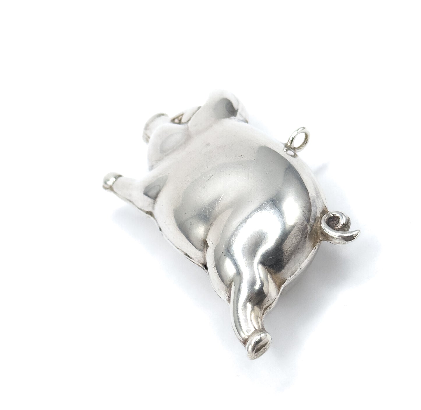 Vintage Sterling Silver Jumbo Puffy Pig Pendant
