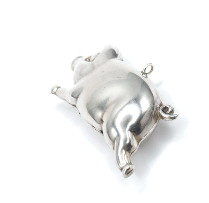 Vintage Sterling Silver Jumbo Puffy Pig Pendant