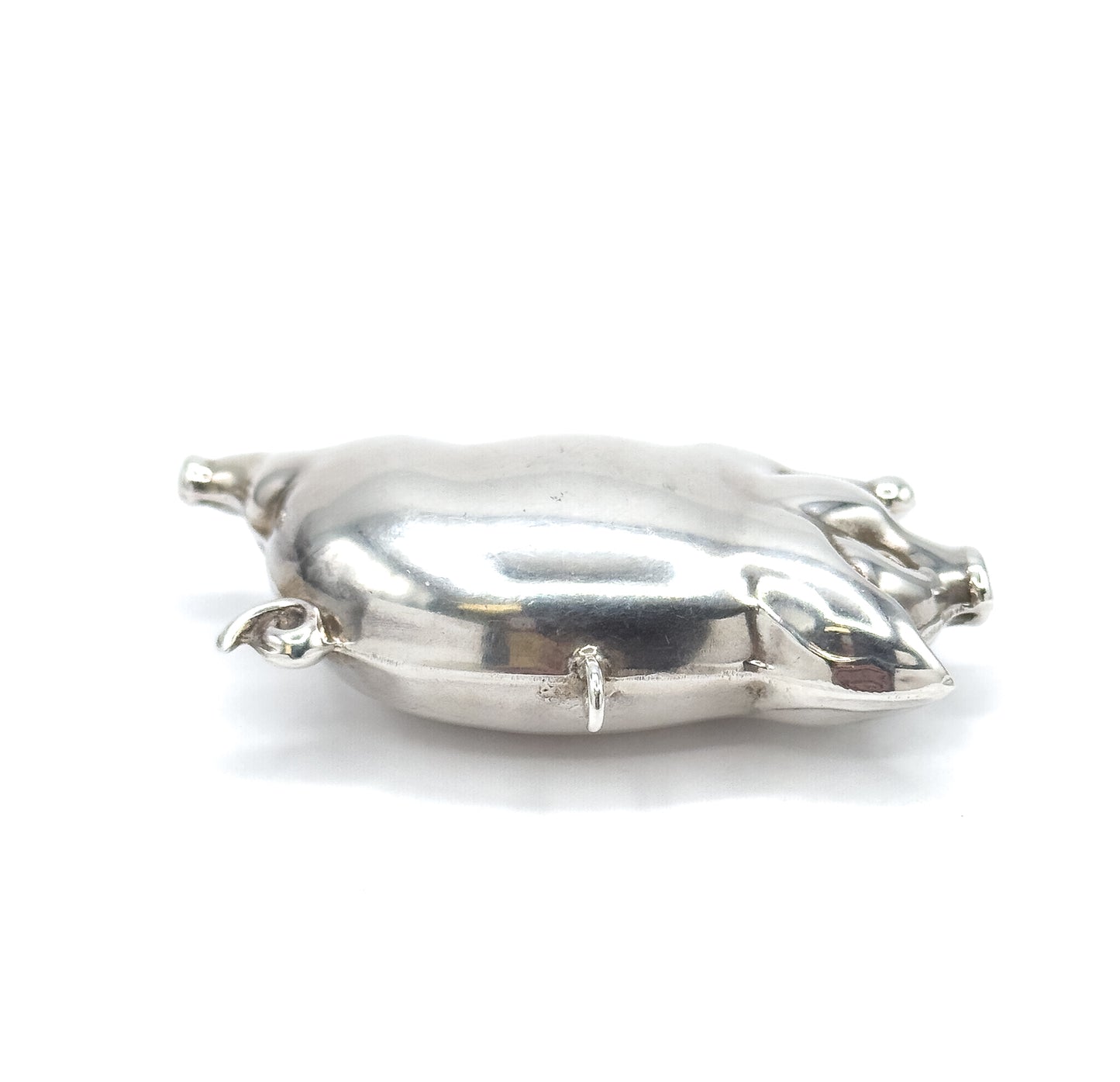 Vintage Sterling Silver Jumbo Puffy Pig Pendant