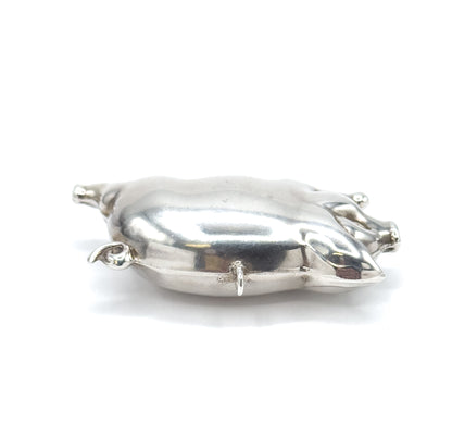 Vintage Sterling Silver Jumbo Puffy Pig Pendant