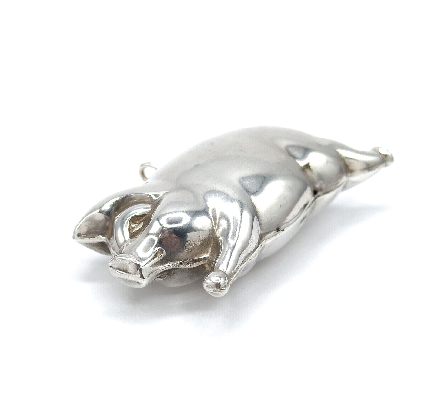 Vintage Sterling Silver Jumbo Puffy Pig Pendant