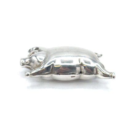 Vintage Sterling Silver Jumbo Puffy Pig Pendant