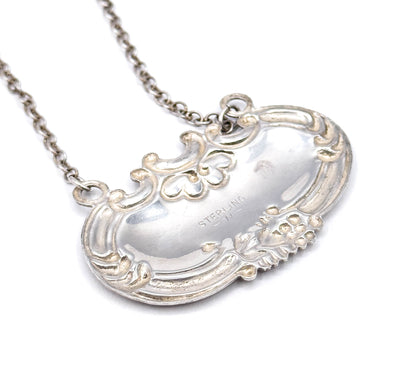 Wallace Silver Company RYE Decanter tag