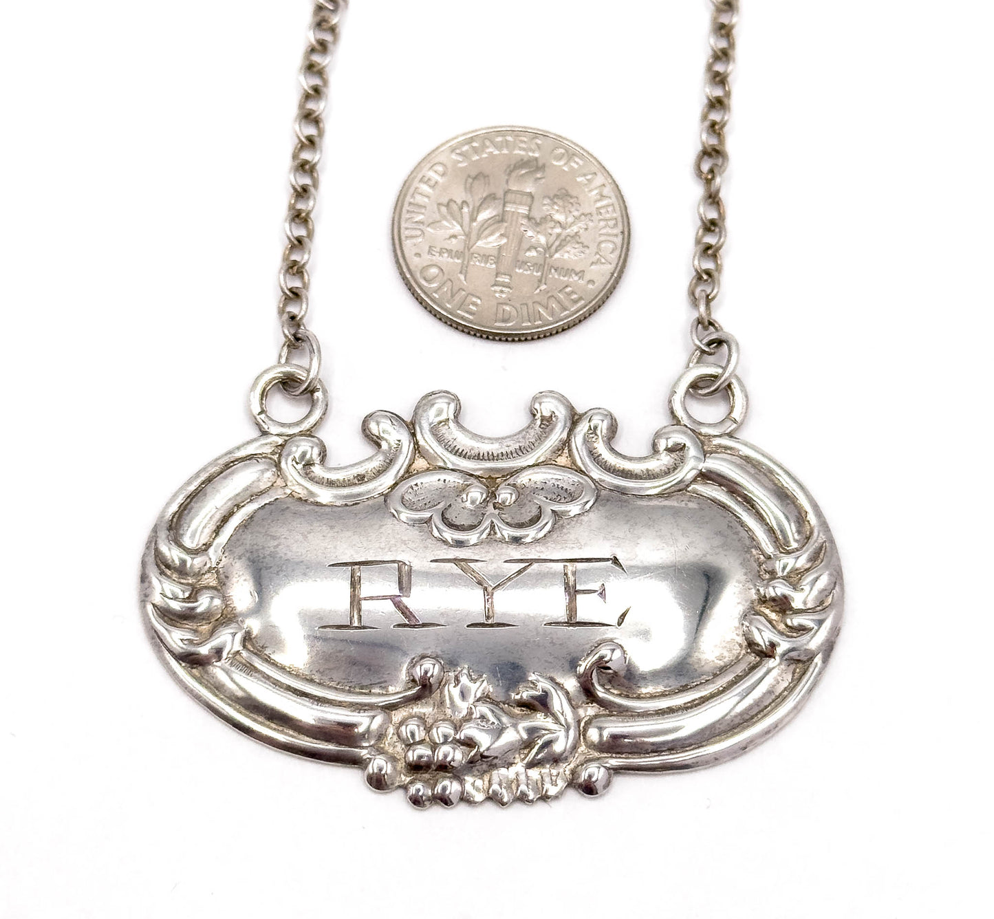 Wallace Silver Company RYE Decanter tag