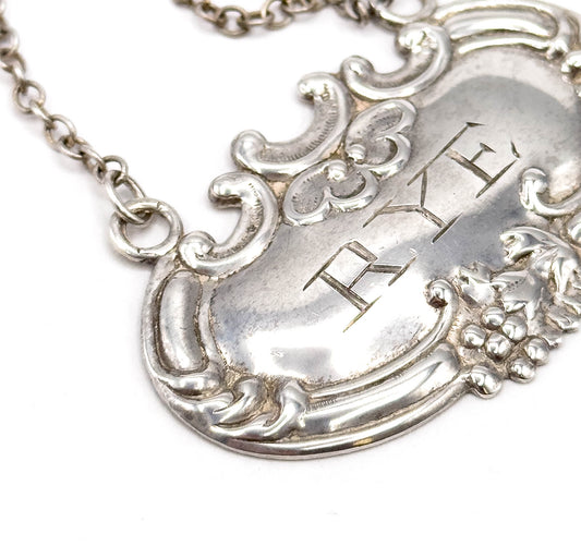 Wallace Silver Company RYE Decanter tag