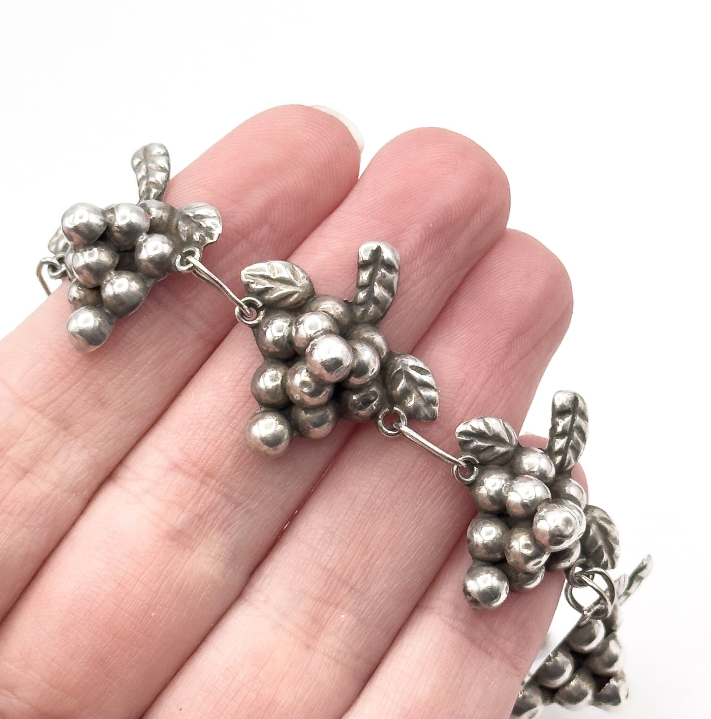 Mid-Century Grape Bracelet in Sterling Silver, Mexico