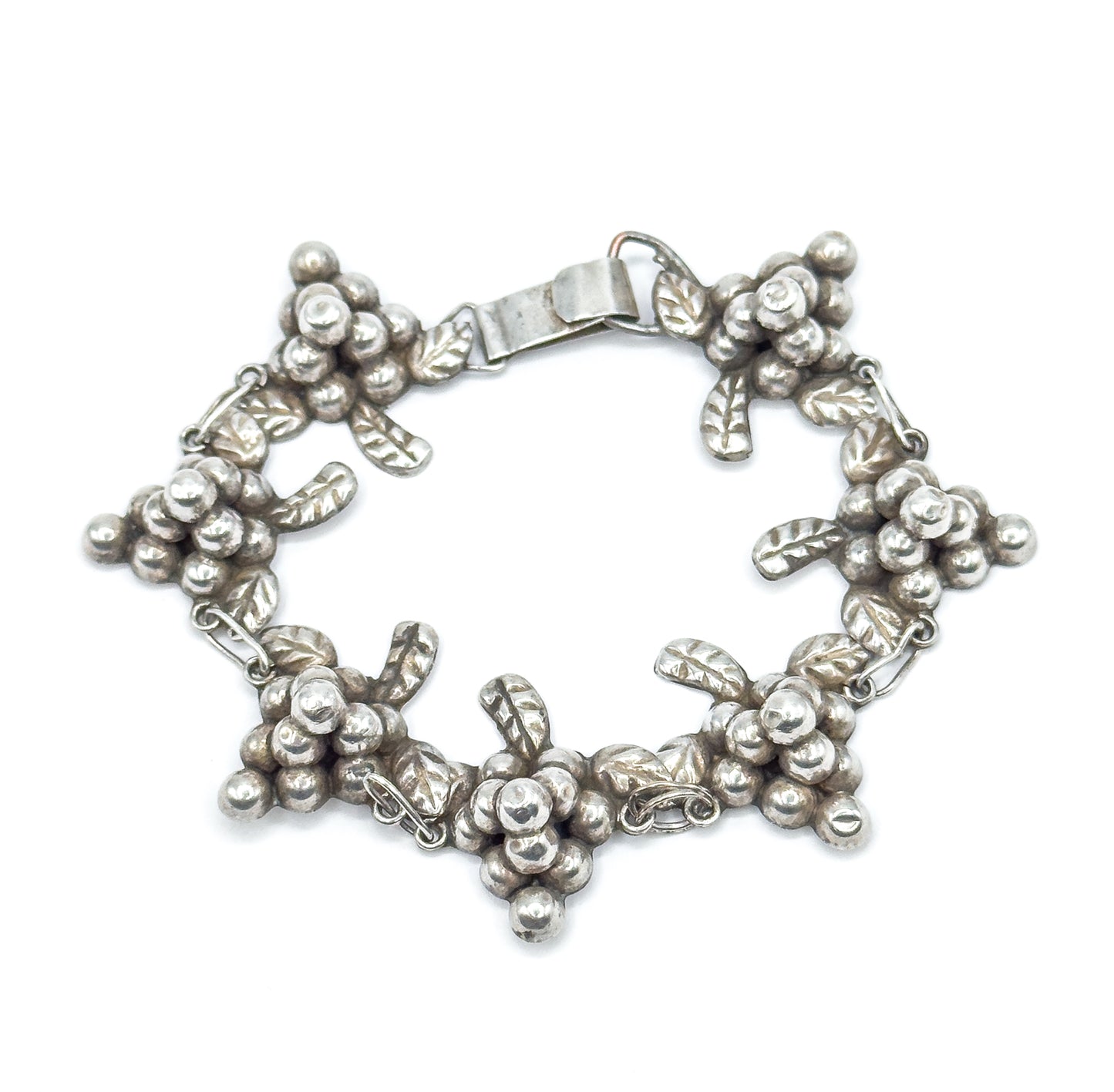 Mid-Century Grape Bracelet in Sterling Silver, Mexico