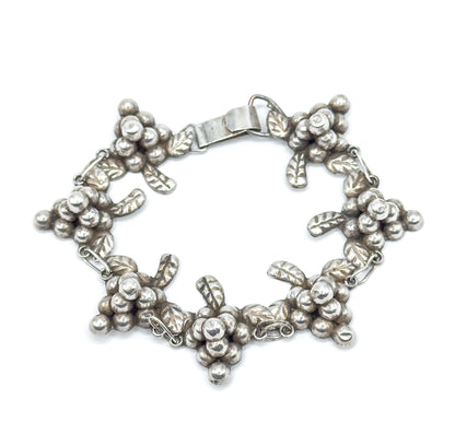 Mid-Century Grape Bracelet in Sterling Silver, Mexico